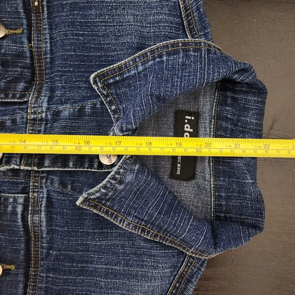I.DARE Women's Blue Denim Jean Short Jacket Classic Jeans Size L - Picture 9 of 9